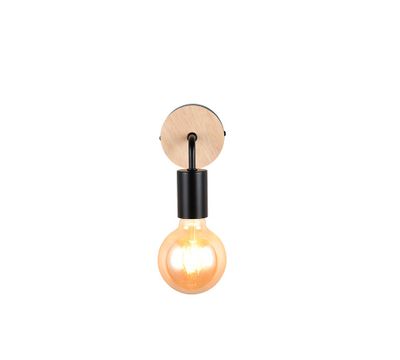 Applique E27 Merida noir et bois 10W - REALITY