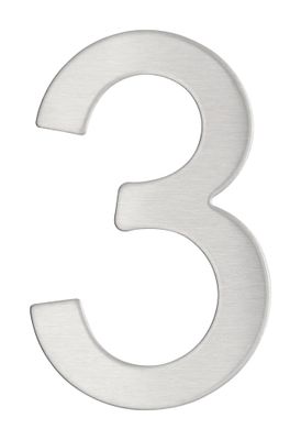 Chiffre 3 adhésif hauteur 76 mm inox THIRARD