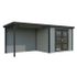 Abri de jardin enbois peint gris avec pergola Olivia - ép.19 mm - 12 m² hors-tout - WHITE WOOD