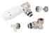 Kit complet de robinetterie de radiateur tête thermostatique équerre 1/2 nickelé blanc - QUICK PLOMBERIE