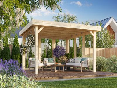 Pergola bois Bois Naturel  Lucy 12,2m2 Livraison à domicile incluse