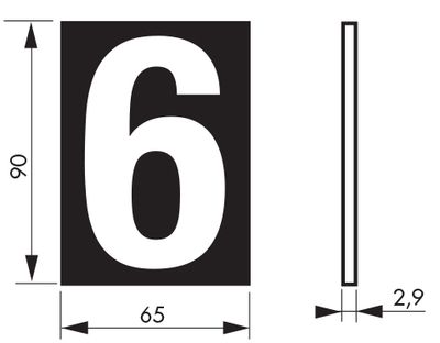Plaque chiffre 6 adhésive 65 x 90 mm fond bleuTHIRARD