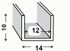 Profilé U PVC blanc 10 x 14 x 10 x 1 mm intérieur 12 mm 2,60 m CQFD