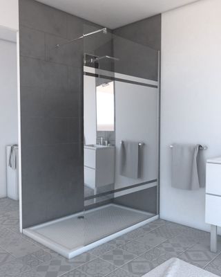 Paroi de douche à l'italienne 120x200 cm profilé chrome verre miroir 8 mm Parma - AURLANE