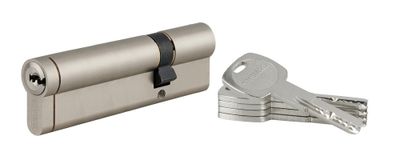 Cylindre de serrure double entrée débrayable 30 x 80 mm Transit 1 haute sécurité nickelé 5 clés longues THIRARD