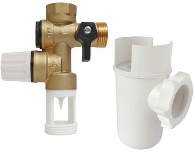 Groupe de sécurité pour chauffe-eau droit laiton avec siphon - SOMATHERM