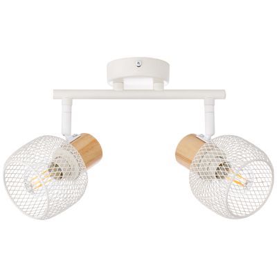 Réglette GIADA E14 2x28W blanc et bois- BRILLIANT