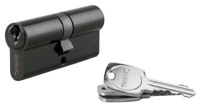 Cylindre de serrure double entrée 35 x 35 mm STD noir 3 clés THIRARD