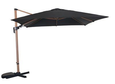 Parasol déporté 3 x 3 m inclinable et orientable mât en aluminium effet bois ht PROLOISIRS