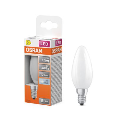 Ampoule LED E14 flamme dépolie 4W=470 lumens blanc neutre OSRAM
