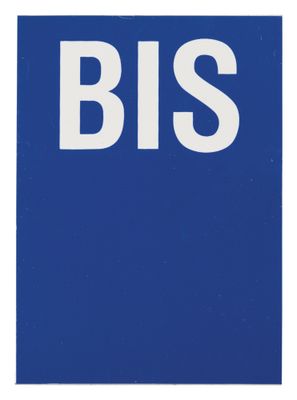 Plaque signalétique lettre Bis adhésive 65 x 90 mm fond bleu THIRARD