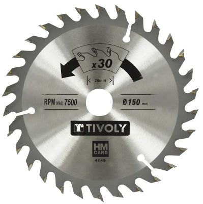 Lame pour scie circulaire de finition 30 dents diamètre 150 mm alésage 20 mm TIVOLY