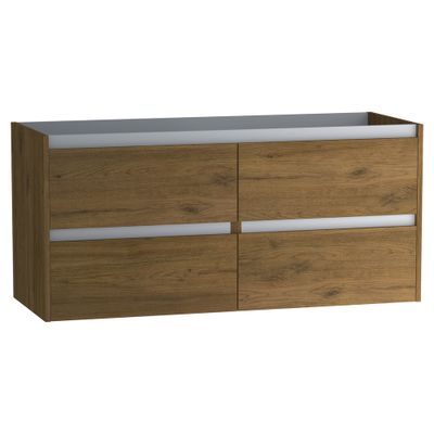 Caisson de salle de bains Thana 4 tiroirs L120 x H55 x P45 cm panneau de particules vieux chêne