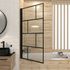 Pare-baignoire rabattable 140x80 cm profilé noir verre sérigraphié Bricks - AURLANE