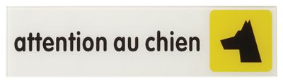 Plaque signalétique adhésive Attention au chien 170 x 45 mm THIRARD