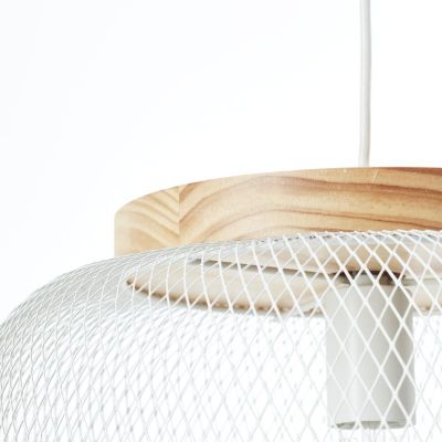 Suspension GIADA métal blanc et bois E27 Ø39 cm - BRILLIANT