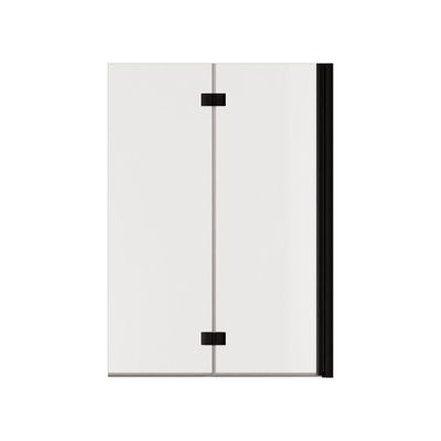 Pare-baignoire 2 volets rabattables 140x100 cm profilé noir verre transparent - SCHULTE