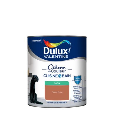 Peinture Crème de Couleur Cuisine et Bain Satin Terre Cuite 0,75 L - DULUX VALENTINE