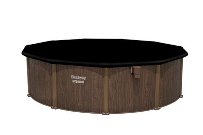 Piscine hors sol ronde tubulaire imitation bois Ø 490 cm hauteur 130 cm - BESTWAY