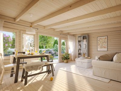 Chalet de jardin en bois Lisa avec toit plat - 25,8 m² hors-tout - Livraison à domicile incluse - PALMAKO