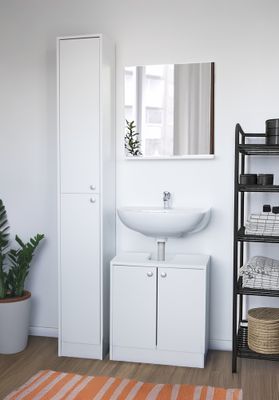 Meuble sous lavabo 2 portes 60 x 62 x 30 cm panneau de particules blanc - BCD