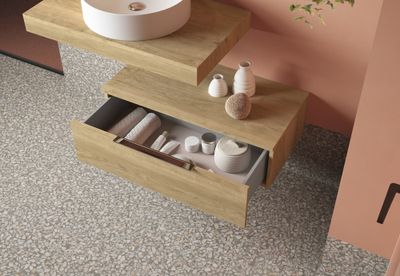 Meuble bas de salle de bains Lotus 1 tiroir L80 x H29 x P46 cm panneau de particules bois