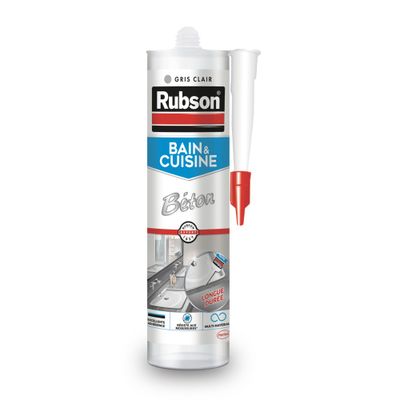 Mastic Silicone Bain & Cuisine Pure Gris Béton 280 ml RUBSON