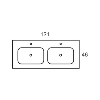 Plan double vasque de salle de bains New Onix L120 x H19 x P46 cm céramique blanc