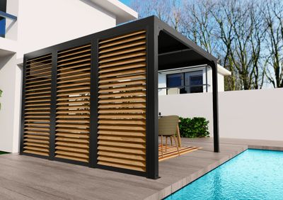 Ventelles aluminium mobiles pour côté 3,60 m pour pergola bioclimatique HABRITA