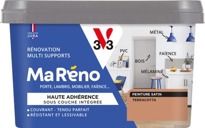 Peinture de rénovation multi- V33supports MaRéno terracotta finition satinée 0,5 L  - V33