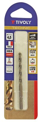 Foret métal HSS-E5 (Cobalt 5%) cobalt-Revêtu GOLD -DIN338 -h8-Pointe en croix diamètre 4,5 mm TIVOLY