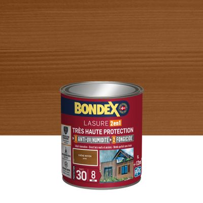 Lasure très haute protection 8 ans chêne moyen 1 L - BONDEX