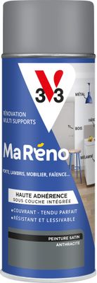 Peinture de rénovation multi- V33supports MaRéno anthracite finition satinée 400 mL - V33