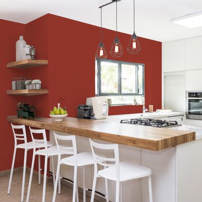 Peinture Cuisine & Bain Rouge Terracotta satin 0,75 L - RIPOLIN