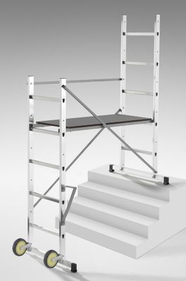 Echafaudage roulant pour escalier HobbyStep H3 - 0,90 / 2,90 m aluminium - HAILO