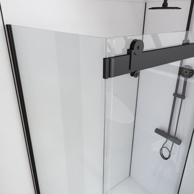 Paroi de douche latérale fixe 90x200 cm profilé noir verre transparent 8 mm Rolling - AURLANE