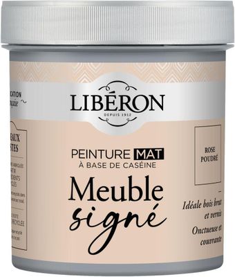 Peinture meuble bois à la caséine mat rose poudré 0,5 L - LIBERON