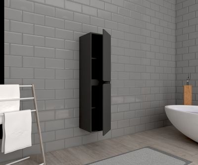 Colonne de salle de bains Volta L30 x H120 x P30 cm bois mélaminé gris