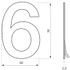 Chiffre 6 adhésif hauteur 76 mm inox THIRARD