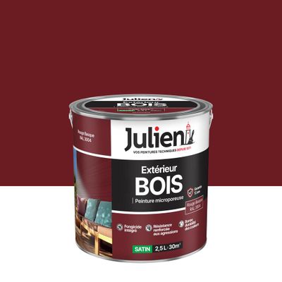 Peinture bois rouge Basque RAL 3004 satin 2,5 L - JULIEN