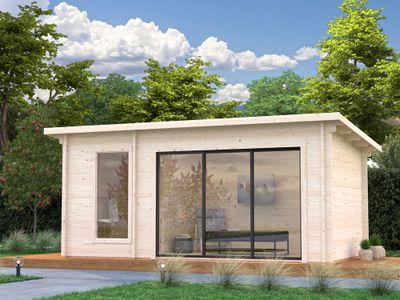 Sauna extérieur Palmako Sanna avec studio et baie simple vitrage -  18,3 m² - PALMAKO