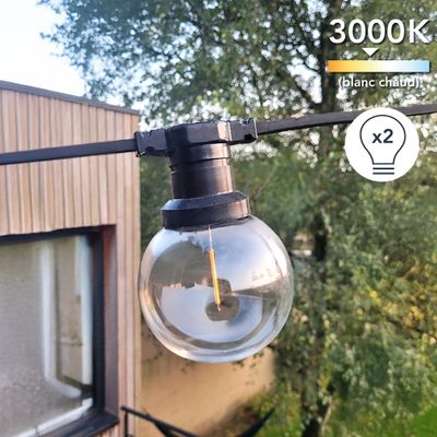 Ampoules globe pour guirlande LED E27 55 lumens blanc chaud par 2 - TIBELEC