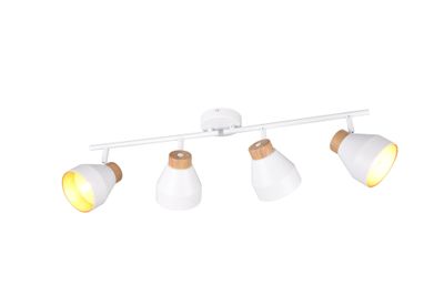 Réglette 4 spots E14 VALENTIN blanc et bois 4 X 10W - CASALUM