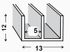 Profilé double U PVC blanc 12 x 13 x 12 x 1 mm intérieur 5 mm 2 m CQFD