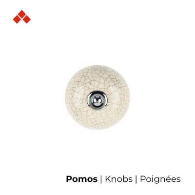 Bouton de meuble boule porcelaine craquelée diamètre 40 mm REI