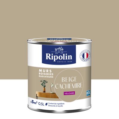 Peinture murs, boiseries et radiateurs beige cachemire velours 0,5 L - RIPOLIN