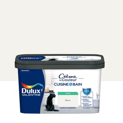 Peinture Crème de Couleur Cuisine et Bain Satin Blanc 2 L - DULUX VALENTINE