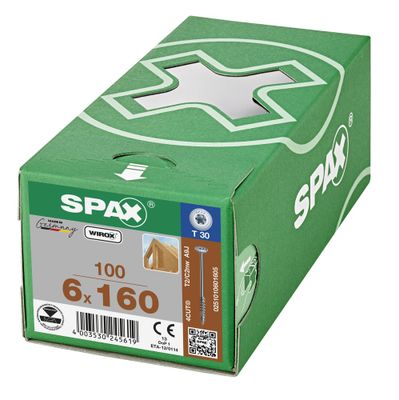 Vis tête disque Torx 6 x 160 mm par 100 SPAX