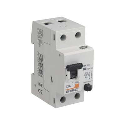 Interrupteur différentiel type AC 63A 30mA 2 pôles bornes à vis - DEBFLEX