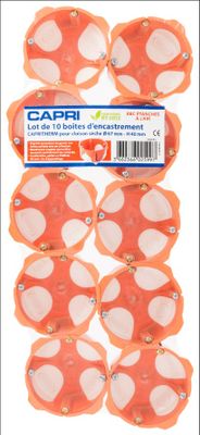 Boites d'encastrement étanches 1 poste 67x40 No air IP40 pour Matériaux creux par 10 - CAPRI